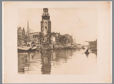 Vista de la Montelbaanstoren en Ámsterdam
Oude Schans con Montelbaanstoren y barco de remos (título original) de Willem Arnoldus Witsen