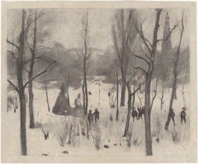 Niños entre los árboles en la nieve de Willem Arnoldus Witsen