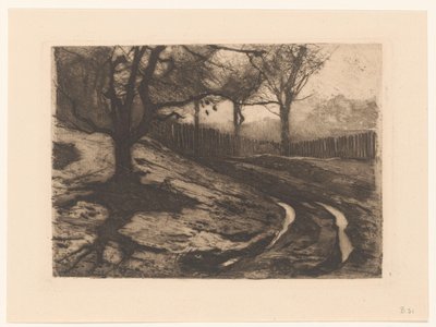 Paisaje con árboles y valla de Willem Arnoldus Witsen