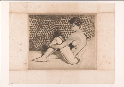 Desnudo, con las rodillas dobladas, sentado en un sofá. de Willem Arnoldus Witsen