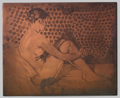 Desnudo, sentado en el sofá con las rodillas estiradas de Willem Arnoldus Witsen