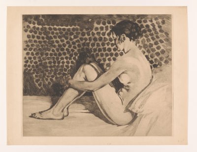 Joven desnuda con los brazos alrededor de las rodillas
Desnudo, con las rodillas levantadas, sentado en un diván (título original) de Willem Arnoldus Witsen