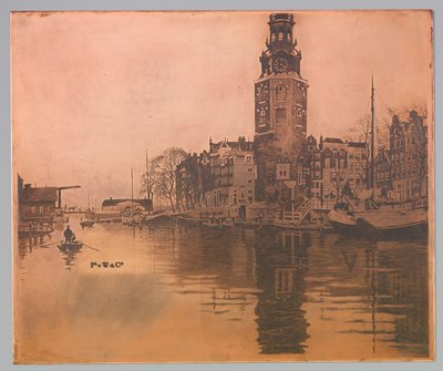 Old Schans con Montelbaanstoren y bote de remos de Willem Arnoldus Witsen