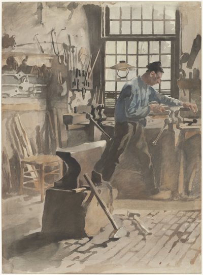 Herrero trabajando en su fragua de Willem Arnoldus Witsen
