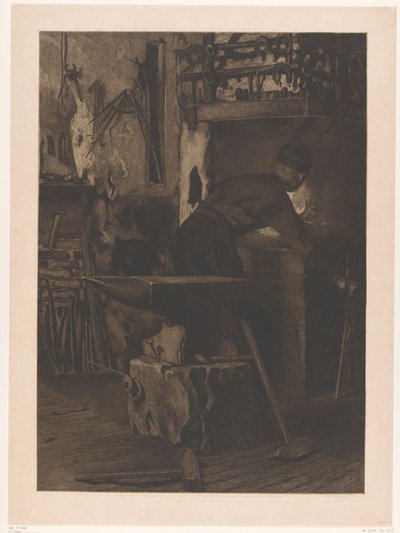 Herrero junto al fuego en una fragua en Wijk bij Duurstede
Herrero con fuego (Jan) (título original) de Willem Arnoldus Witsen