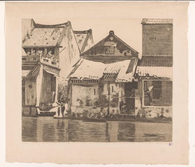 Casas a lo largo de un río en Batavia con una mujer lavando ropa
Casas a lo largo del kali. A la izquierda un pasaje entre casas, donde una mujer está lavando la ropa, Batavia (título original) de Willem Arnoldus Witsen