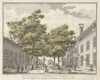 Vista del patio de la Leprozenhuis de Ámsterdam de Willem Writs