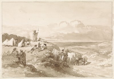 Vivac en un paisaje de colinas de Willem de Famars Testas