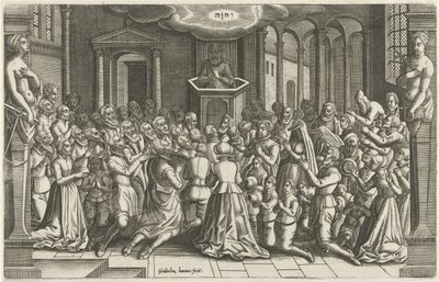 Acción de gracias en una iglesia tras el alivio de Leiden Beschryving der Stadt Leyden de Orlers (título de la serie) de Willem de Haen