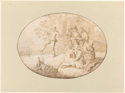 Pareja elegante visitando un grupo de gitanos de Willem de Heer