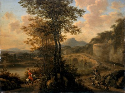 Paisaje Fluvial Italiano con Puente de Piedra de Willem de Heusch