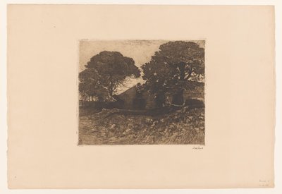 Granja o explotación agrícola cerca de grandes árboles de Willem de Zwart (signed by artist)