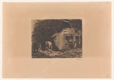 Interior del establo a la luz de las lámparas de Willem de Zwart (signed by artist)