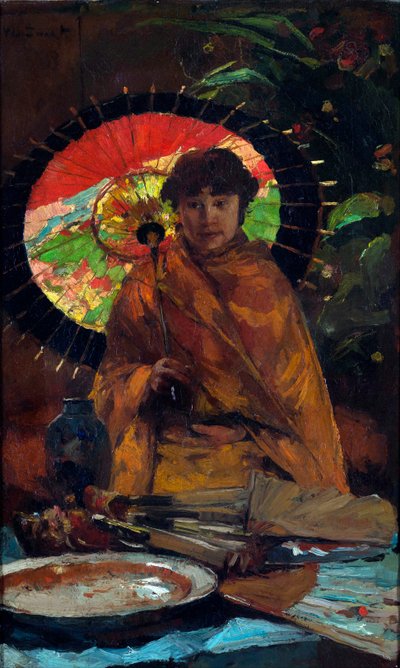""Niña con sombrilla japonesa" Pintura de Willem de Zwart (862-1931) - ca 1899 - Óleo sobre lienzo Dim 82,5x51 cm Gemeentemuseum Den Haag de Willem de Zwart