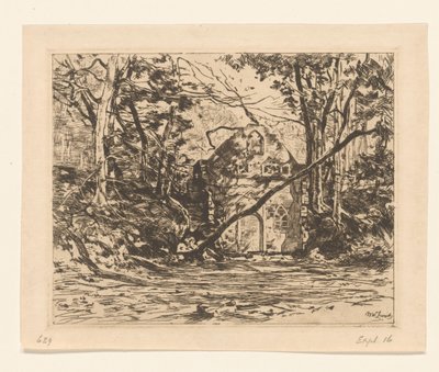Ruina en un bosque
Ruina con árbol arrancado (Lage Vuursche) (título original) de Willem de Zwart