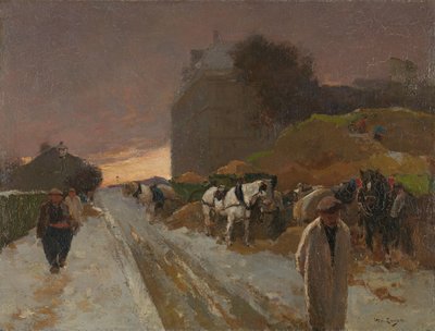 Calle de Montmartre, París, en invierno de Willem de Zwart