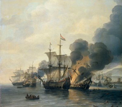 La batalla de Leghorn, 4 de marzo de 1653, mediados del siglo XVII (óleo sobre lienzo) de Willem van Diest