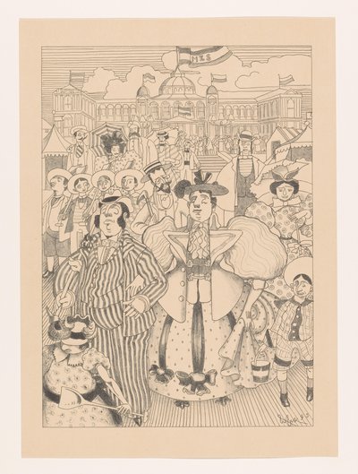 Bañistas judíos caricaturizados en la playa de Scheveningen de Willem van Konijnenburg