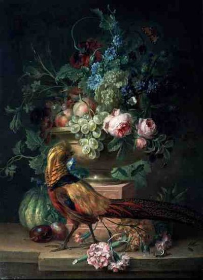 Bodegón con Flores y un Faisán de Willem van Leen
