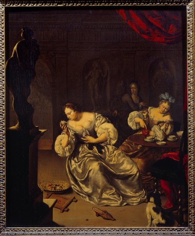 Las mujeres de la nobleza holandesa tomando el té de Willem Van Mieris