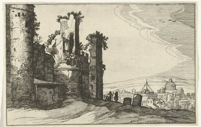 Vista de Roma desde el Monte Pincio Ruinas romanas y paisajes costeros (serie 1) (título de la serie) de Willem van Nieulandt (II)