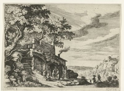 Pastores en una ruina Paisajes italianos (título de la serie) de Willem van Nieulandt (II)