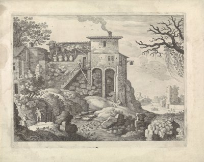Paisaje italiano con una posada de Willem van Nieulandt (II)