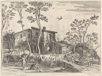 Paisaje con Tobías y el Ángel Paisajes italianos (título de la serie) de Willem van Nieulandt (II)