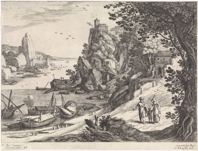 Paisaje con la Expulsión de Agar e Ismael Paisajes italianos (título de la serie) de Willem van Nieulandt (II)