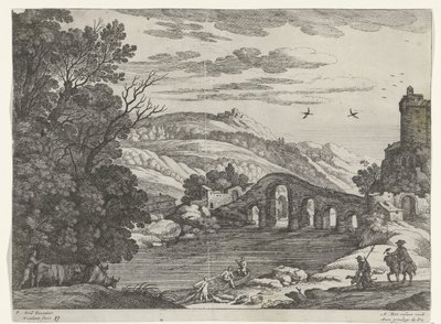 paisaje con un rio Paisajes italianos (título de la serie) de Willem van Nieulandt (II)
