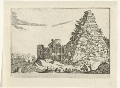 Pirámide de Cayo Cestio Ruinas romanas (serie 2) (título de la serie) de Willem van Nieulandt (II)