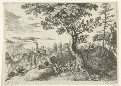 Viajero es atacado por ladrones Paisajes italianos (título de la serie) de Willem van Nieulandt (II)