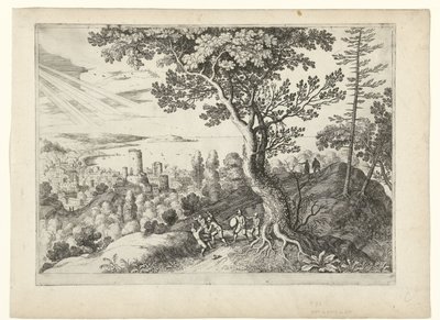 Viajero es atacado por ladrones Paisajes italianos (título de la serie) de Willem van Nieulandt (II)