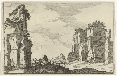 Ruina de las Termas de Caracalla Ruinas romanas y paisajes costeros (serie 1) (título de la serie) de Willem van Nieulandt (II)