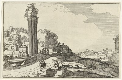Templo de Cástor y Pólux Ruinas romanas y paisajes costeros (serie 1) (título de la serie) de Willem van Nieulandt (II)