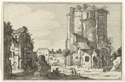 dos ruinas Ruinas romanas y paisajes costeros (serie 1) (título de la serie) de Willem van Nieulandt (II)