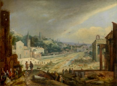 Una vista del Campo Vaccino en Roma de Willem van Nieulandt