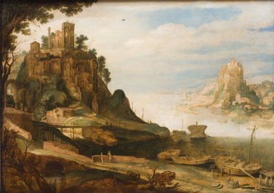 Paisaje costero con el llamado Templo de Sibila en Tívoli de Willem van Nieulandt d.Y.