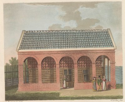 Casa del zar Pedro en Zaandam, 1824 La casa del zar Peter den Grooten en den Jare 1697 habitada en Zaandam / La Chaumière Habitée por el zar Pierre le Grand à Zaandan en 1697 (título sobre el objeto) de Willem van Senus
