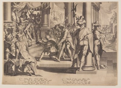 Alegoría de la Justicia, Santidad de la Ley, lámina 12 de Tronos de Justicia (Thronus Iustitiae) de Willem van Swanenburgh