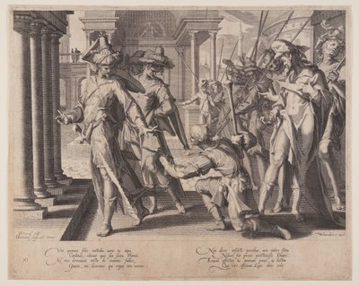 Alegoría de la Justicia, lámina 11 de Tronos de Justicia (Thronus Iustitiae) de Willem van Swanenburgh