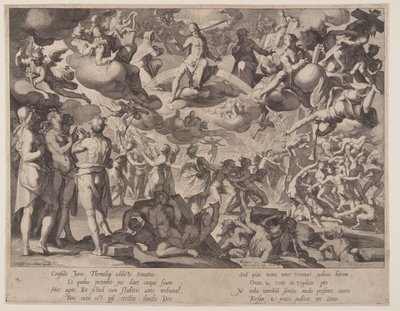 Juicio Final, lámina 13 de Tronos de Justicia (Thronus Iustitiae) de Willem van Swanenburgh