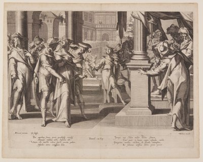 Susana ante Daniel, lámina 3 de Tronos de Justicia (Thronus Iustitiae) de Willem van Swanenburgh