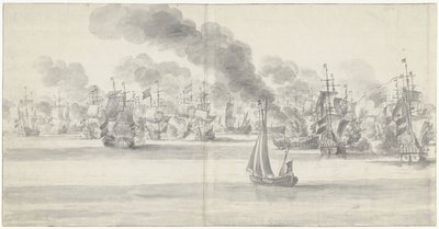 La batalla de Katwijk (página izquierda), 1653 de Willem van de Velde (I)