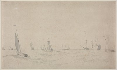 Barcos en un Mar Agitado, 1665 de Willem van de Velde