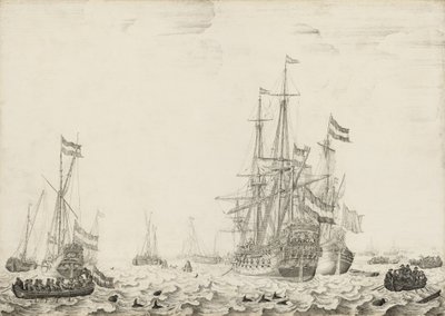 Barcos holandeses cerca de la costa de Willem van de Velde I