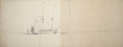 Un barco holandés anclado frente a tierra, c.1666 (grafito) de Willem van de Velde the Younger