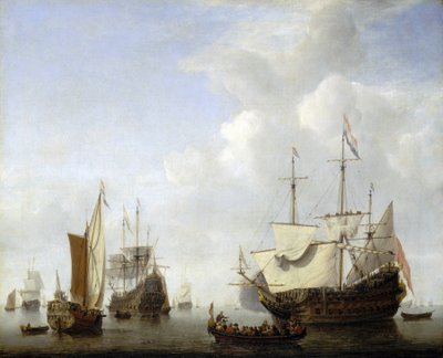 Un barco holandés fondeando, probablemente el del príncipe Federico Hendrik de Orange (1584-1647). Óleo sobre lienzo, hacia 1658, de Willem van de Velde (1633-1707). de Willem van de Velde the Younger