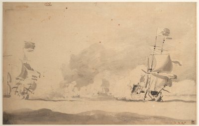 Un barco holandés persigue a un barco inglés de Willem van de Velde the Younger