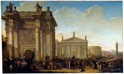 Una procesión triunfal, siglo XVII o principios del XVIII de Willem van de Velde the Younger